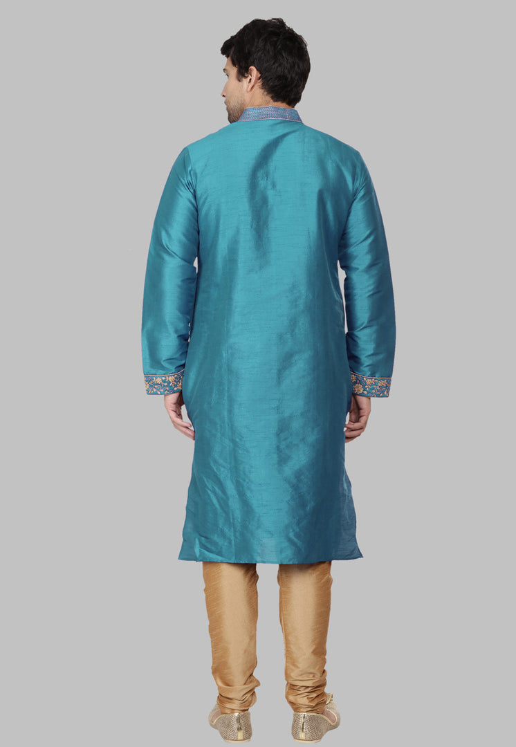 Aqua Dupion Silk Kurta Pajama