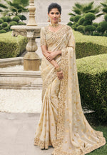 Load image into Gallery viewer, Beige Viscose Saree With Blouse
