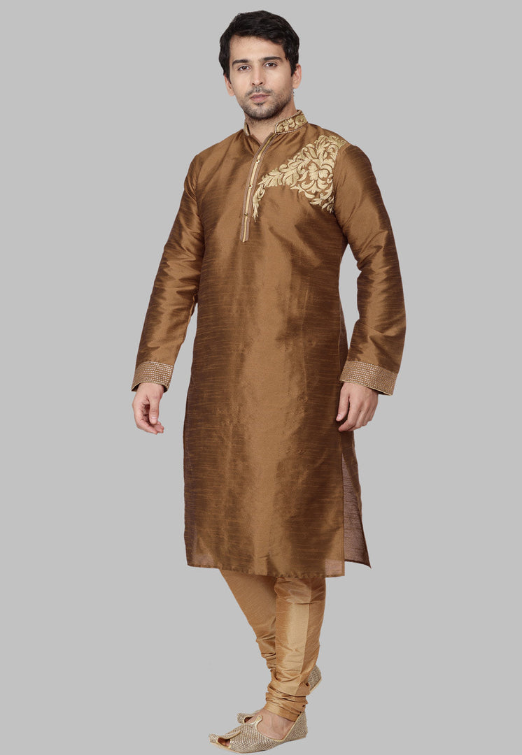 Brown Dupion Silk Kurta Pajama