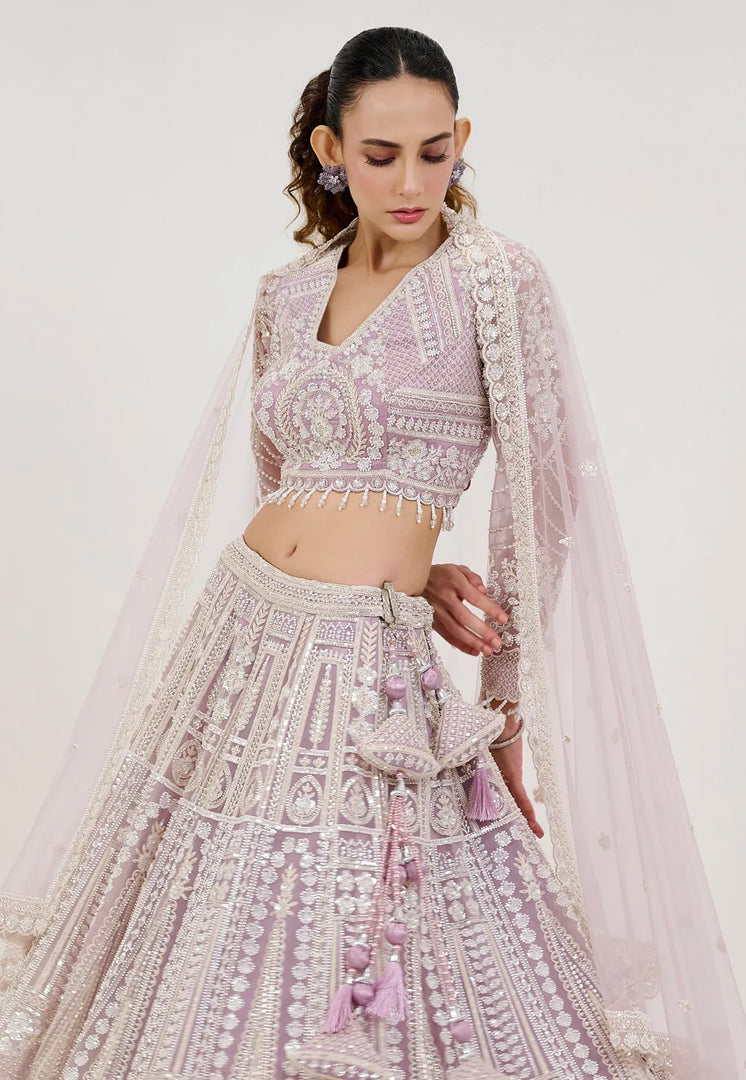 Lavender Net Lehenga Choli