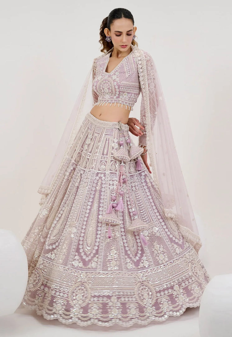 Lavender Net Lehenga Choli