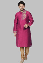 Load image into Gallery viewer, Magenta Dupion Silk Kurta Pajama
