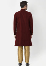 Load image into Gallery viewer, Maroon Dupion Silk Indo Western Suit
