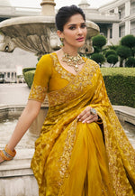 Load image into Gallery viewer, Mustard Viscose Saree With Blouse
