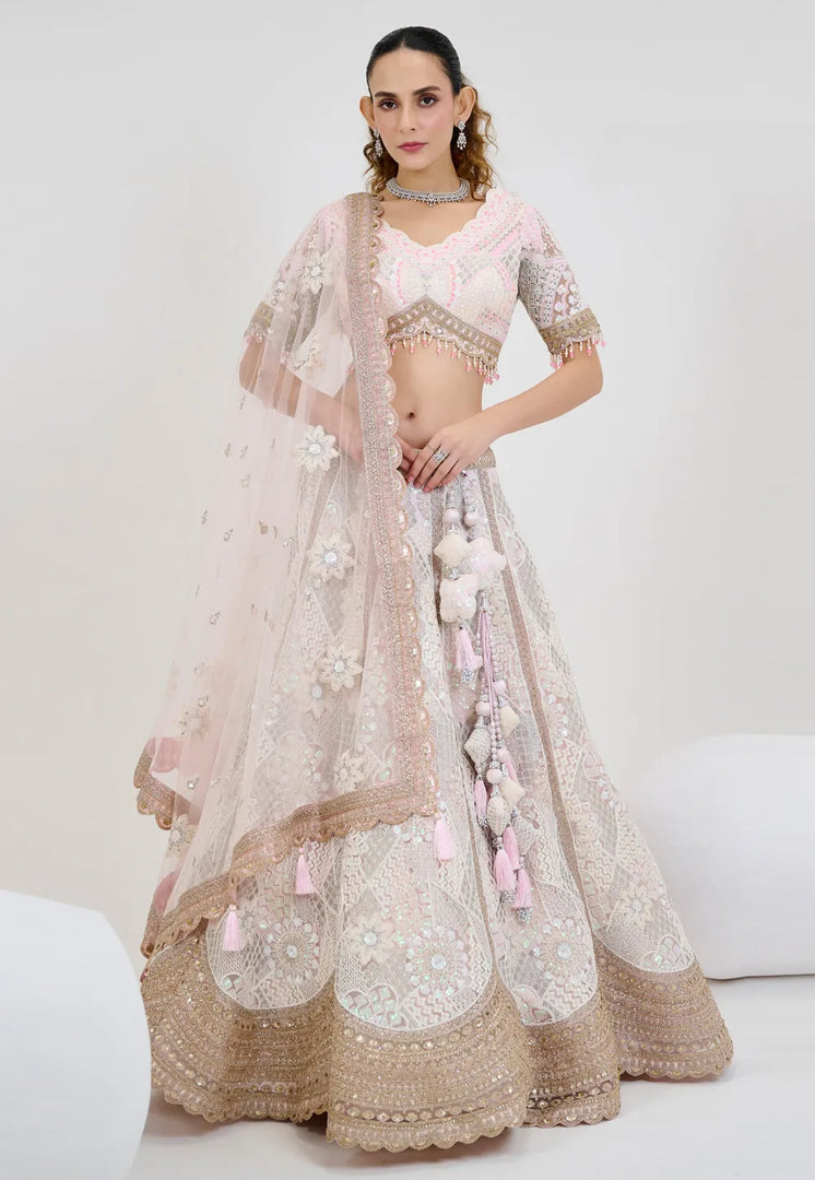 Off White Net Lehenga Choli