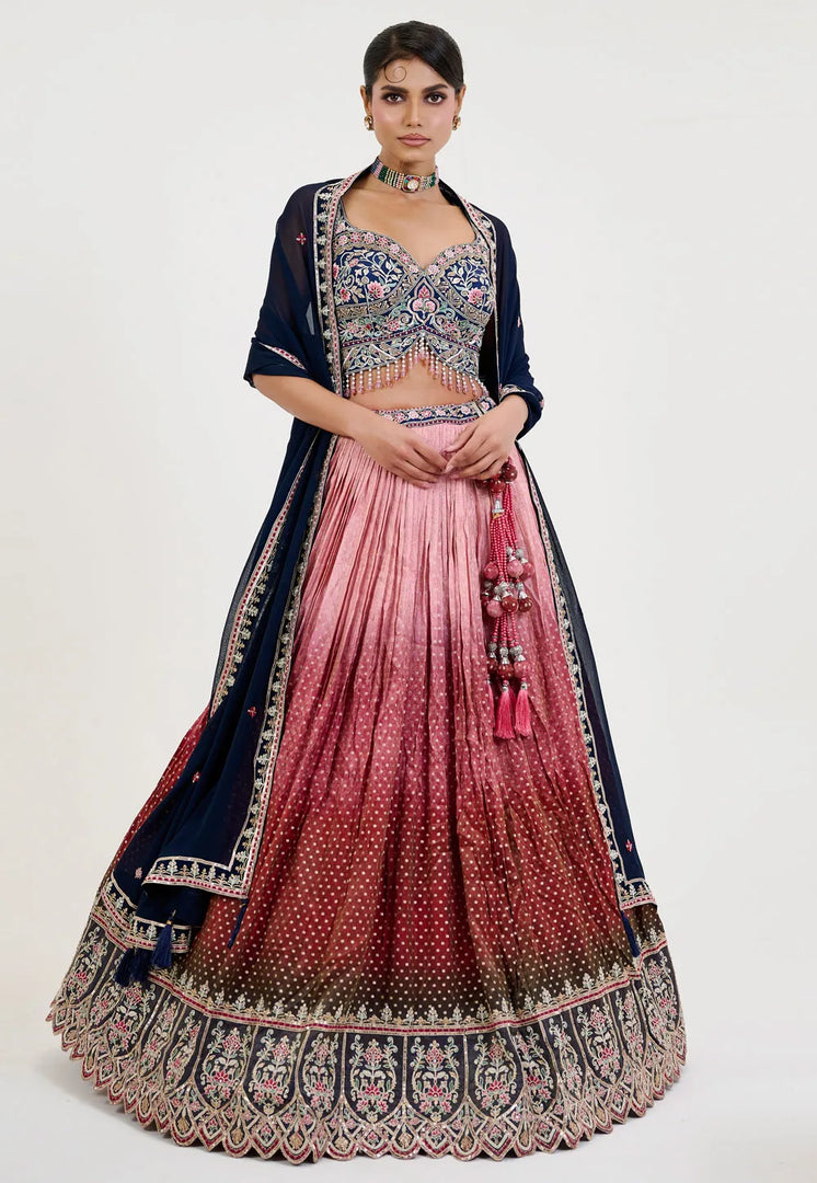 Pink Jacquard Wedding Lehenga Choli