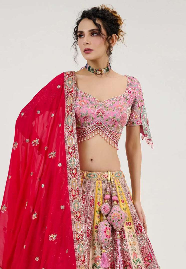 Pink Silk Wedding Lehenga Choli