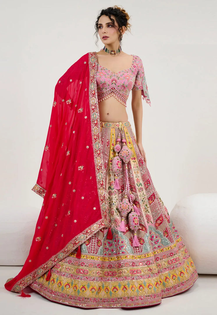 Pink Silk Wedding Lehenga Choli