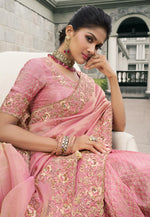 Load image into Gallery viewer, Pink Viscose Saree With Blouse
