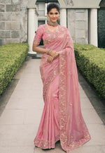 Load image into Gallery viewer, Pink Viscose Saree With Blouse
