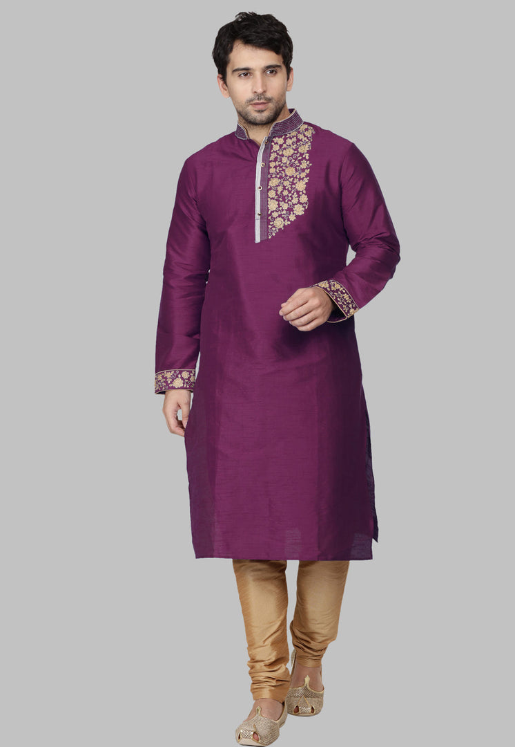 Purple Dupion Silk Kurta Pajama