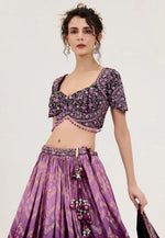 Load image into Gallery viewer, Purple Jacquard Circular Lehenga Choli
