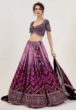 Load image into Gallery viewer, Purple Jacquard Circular Lehenga Choli
