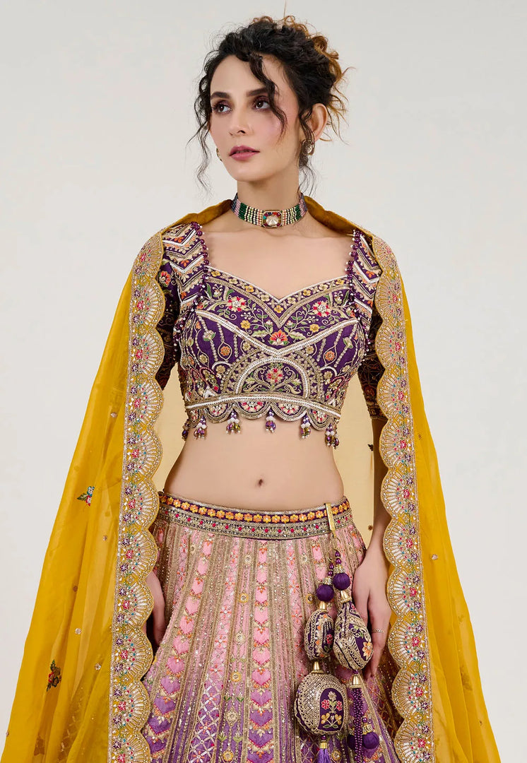 Purple Silk Lehenga Choli