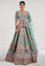 Load image into Gallery viewer, Sea Green Organza Lehenga Choli
