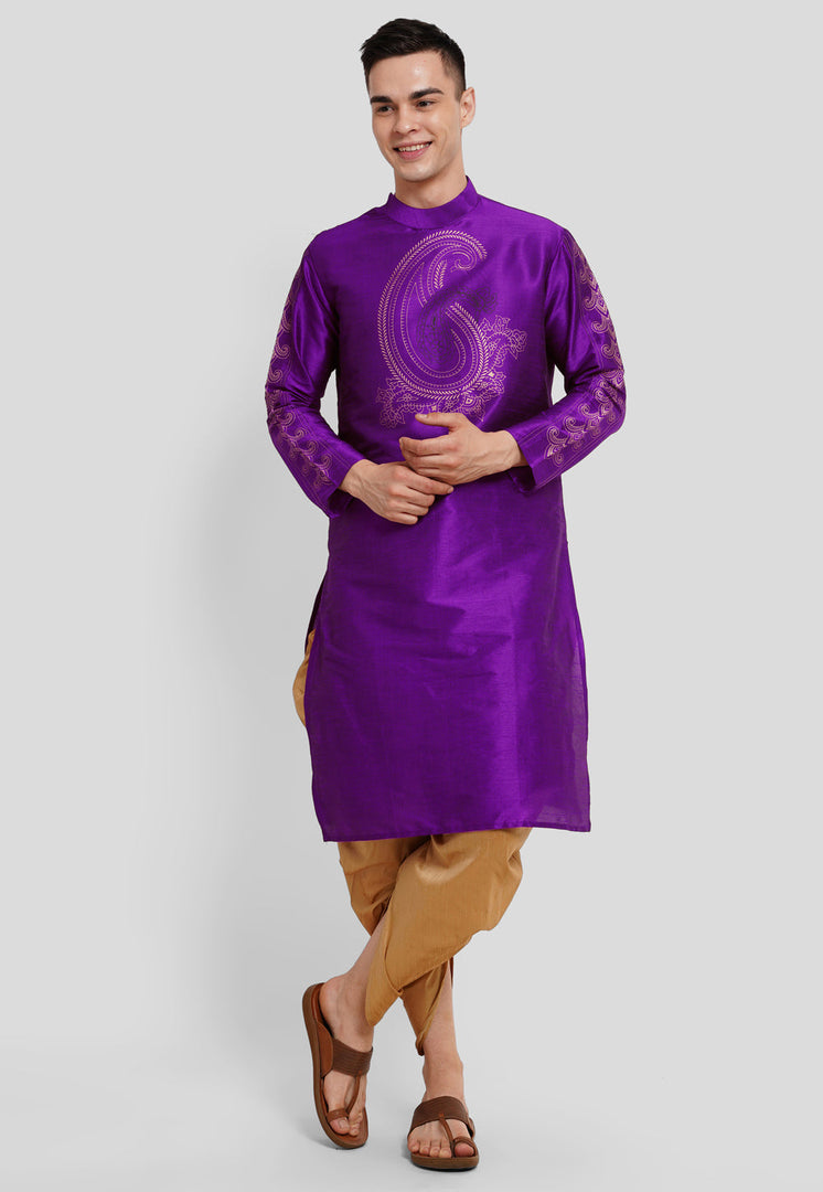 Violet Dupion Silk Dhoti Kurta